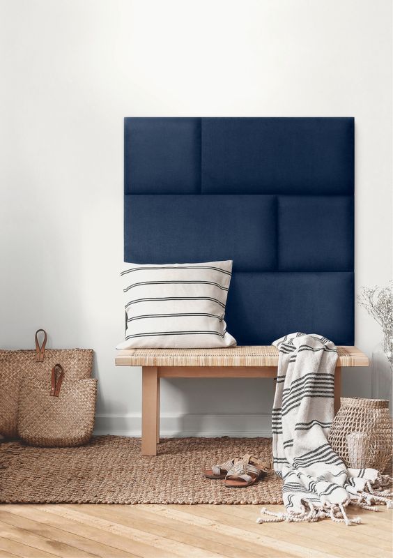 Polstret vægpanel Stegu Mollis kvadrat 30 x 30 cm mørkeblå