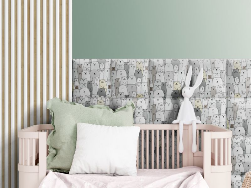 Stegu Mollis polstret vægpanel kvadrat 30 x 30 cm med bamsemotiv