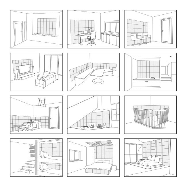 Polstret vægpanel Stegu Mollis kvadrat 30 x 30 cm grøn