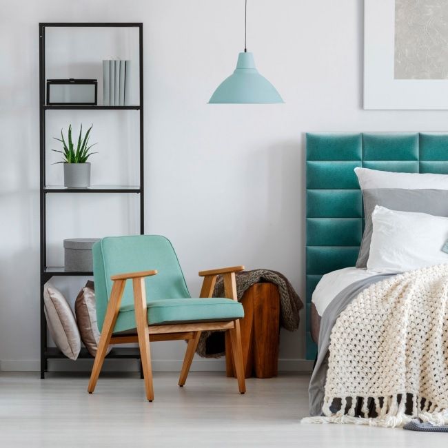 Stegu Mollis polstret vægpanel rektangulær 30 x 15 cm turkis