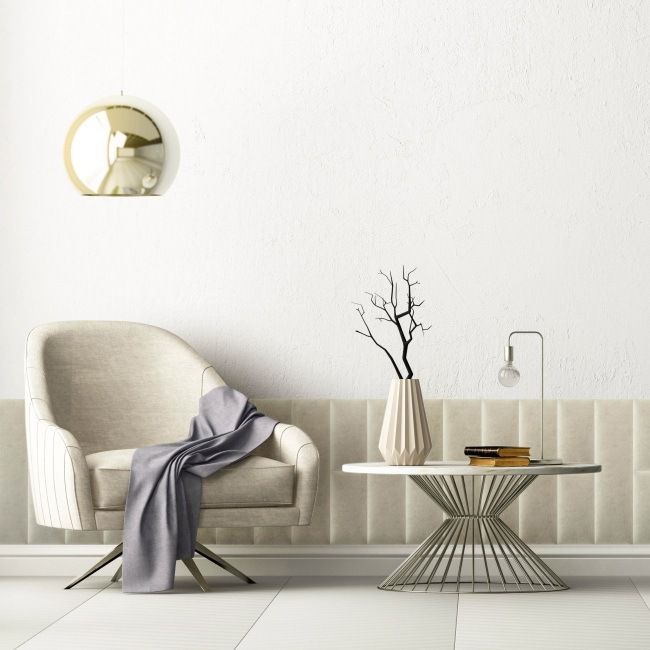 Polstret vægpanel Stegu Mollis rektangulær 60 x 15 cm sandfarvet