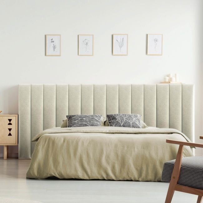 Polstret vægpanel Stegu Mollis rektangulær 90 x 15 cm sandfarvet