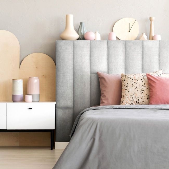 Stegu Mollis polstret vægpanel rektangulær 90 x 15 cm sølv