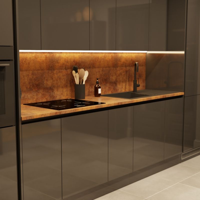 Laminat bagpanel 60 x 300 cm i rustfarvet