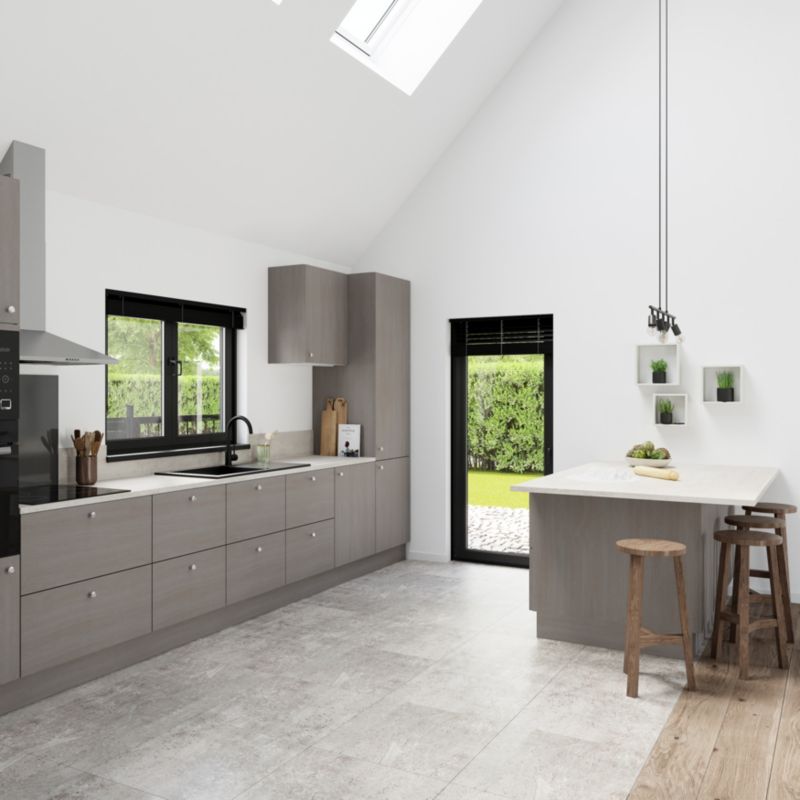 Udskiftningpanel til underskab GoodHome Chia 57 x 72 cm grå eg højre