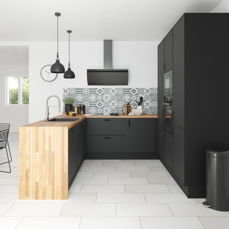 Udskiftningspanel til underskab GoodHome Pasilla 57 x 72 cm mat‑sort højre