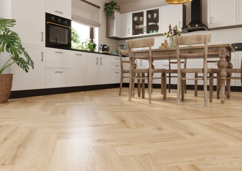 Vinylgulvpaneler i sildebensmønster Floornity SPC Eg Bedford 1,402 m²