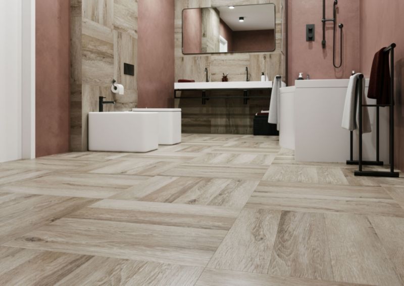 Vinylgulvpaneler i sildebensmønster Floornity SPC Skotsk Eg 1,402 m²