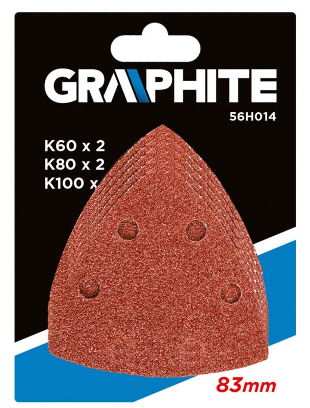 Slibepapir GRAPHITE 83 x 83 x 83 mm i korn K60, K80 og K100, 1 sæt
