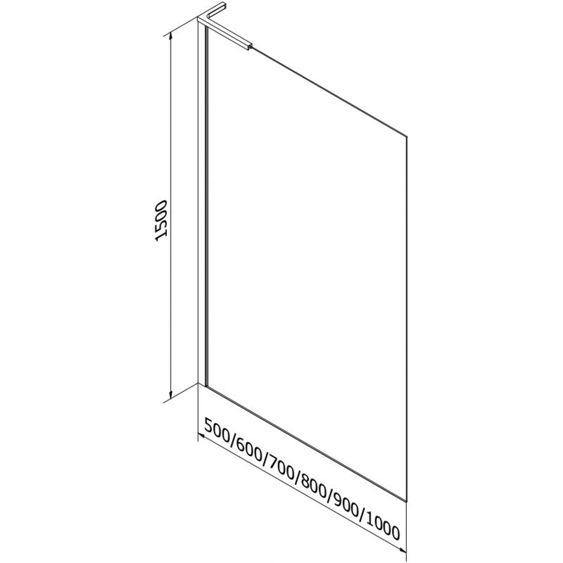 1-fløjet badekarsafskærmning Mexen Next L 70 x 150 cm transparent med børstet nikkel
