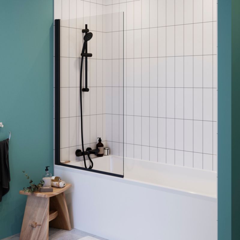 GoodHome Calera badekarsafskærmning 85 cm mat-sort