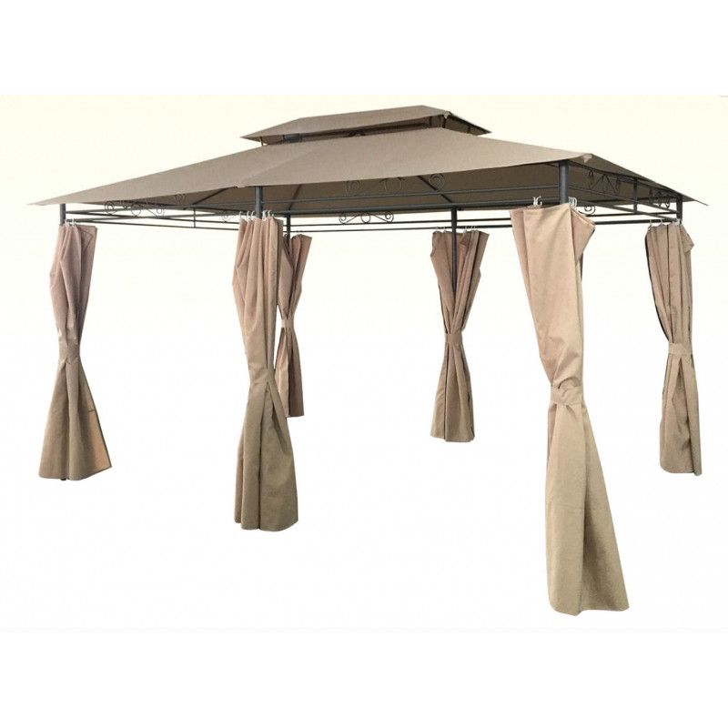 Havepavillon 4iQ Group 3x4m beige med vægge, 1 stk.