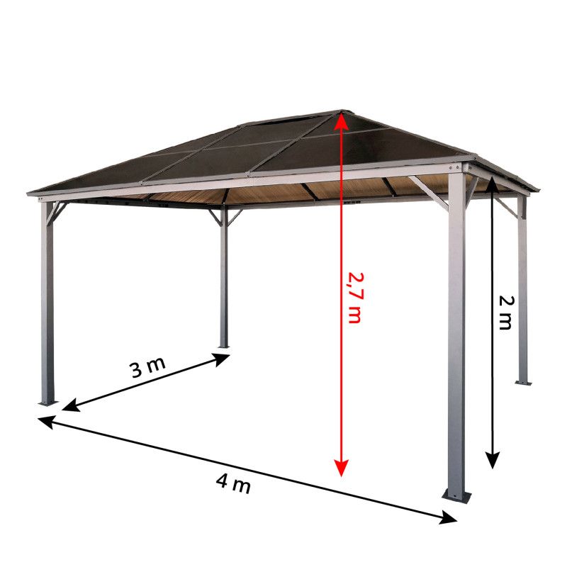 Havesalon 4iQ Group 3x4x2,7 m grå 1 stk.