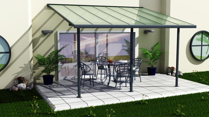 Verve pergola i aluminium 3 x 4,2 m grå