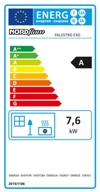 Nordflam Palestro sort brændeovn 7,6 kW 1 stk.