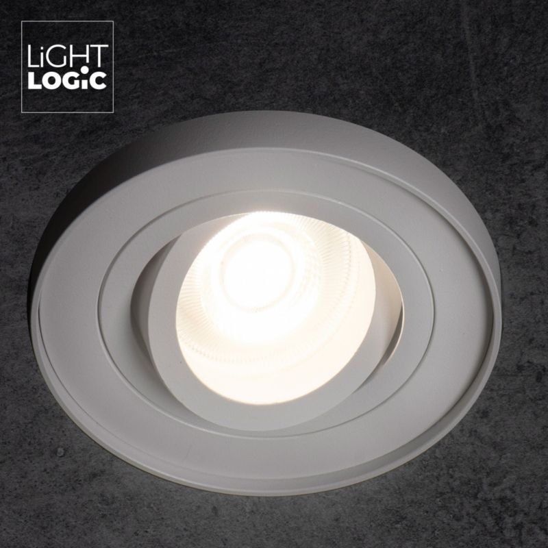 LightLogic MINI BORD SLIM DTO-W 31255 indbygningsspot med hvid ring, 1 stk.