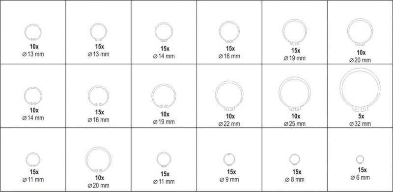 Yato yder- og indersegeringe, 225 stk.