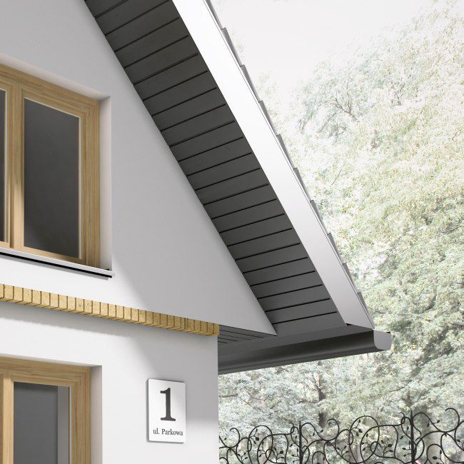 Tagrendebeklædning i PVC Cezar Grafit 100 x 2600 mm 2,6 m²