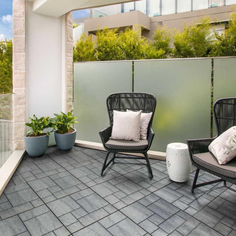 Mosaic terrassefliser 30 x 30 cm grå 4 stk.