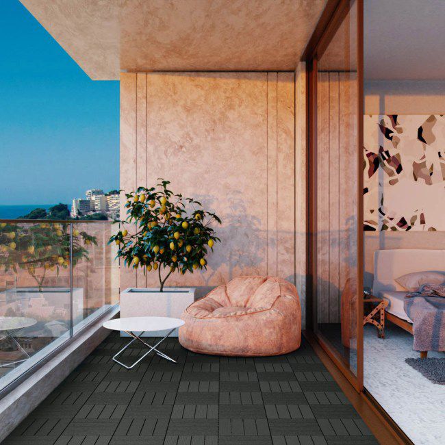 Terrasseflise 30 x 30 cm grafitgrå, 8 stk.