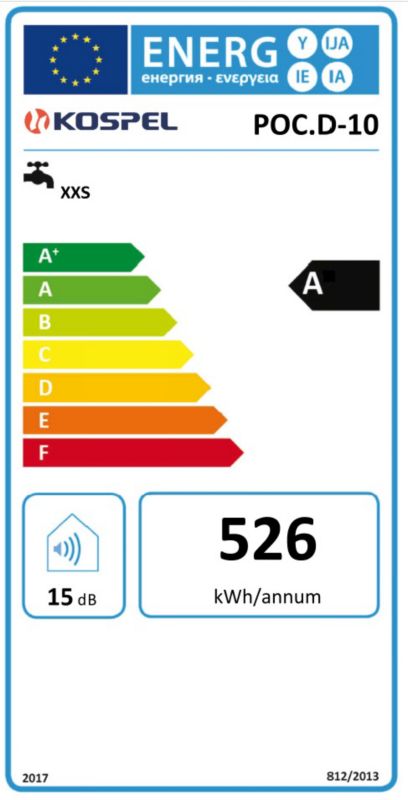 Elektrisk vandvarmer Kospel POC.D-10 Luna inox, under vask, trykbeholder, 1 stk.