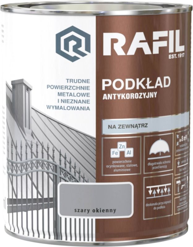 Antikorrosionsprimer Śnieżka Rafil grå til vinduer 0,75 l