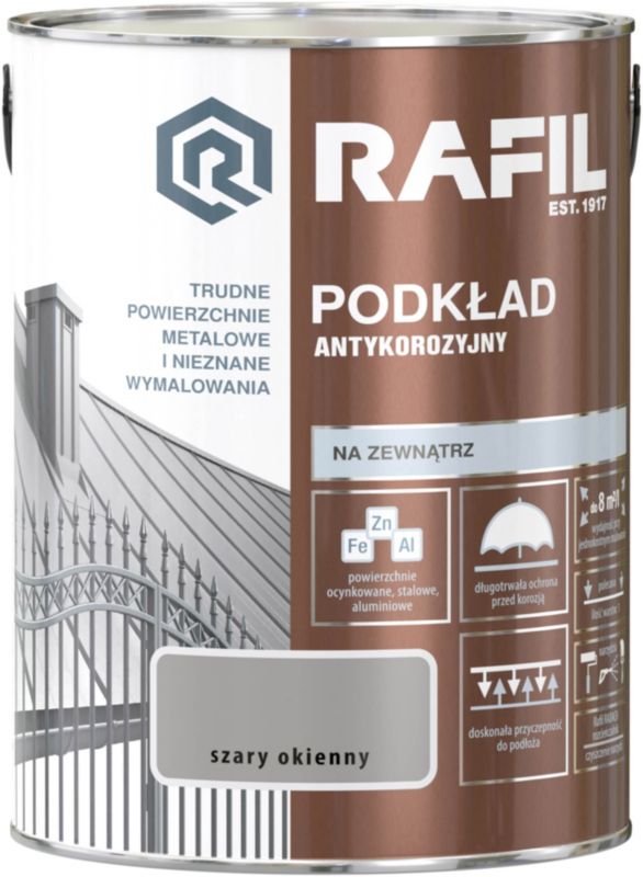 Antikorrosionsgrunding Śnieżka Rafil grå til vinduer 5 l