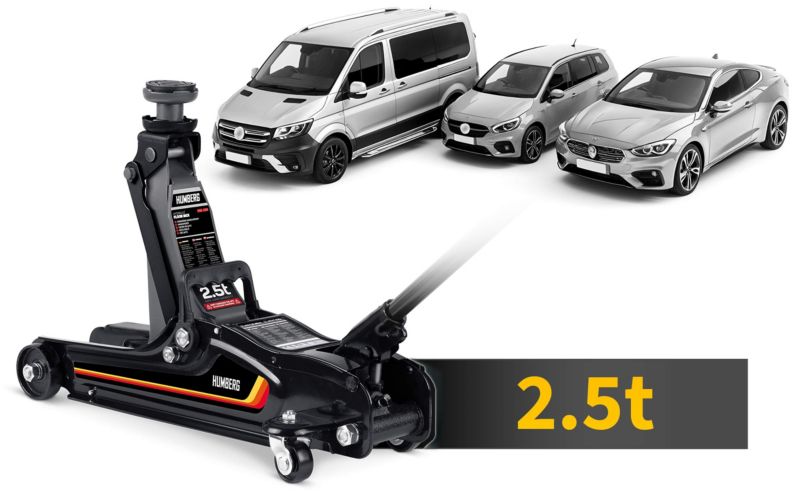 Humberg hydraulisk biljeksel 2,5 t med lavprofil, løftehøjde 80-360 mm, 1 stk.