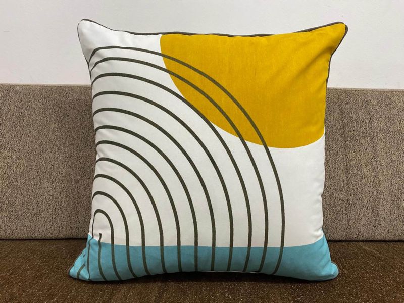 Bomuldspude 45 x 45 cm med blå-gul kant