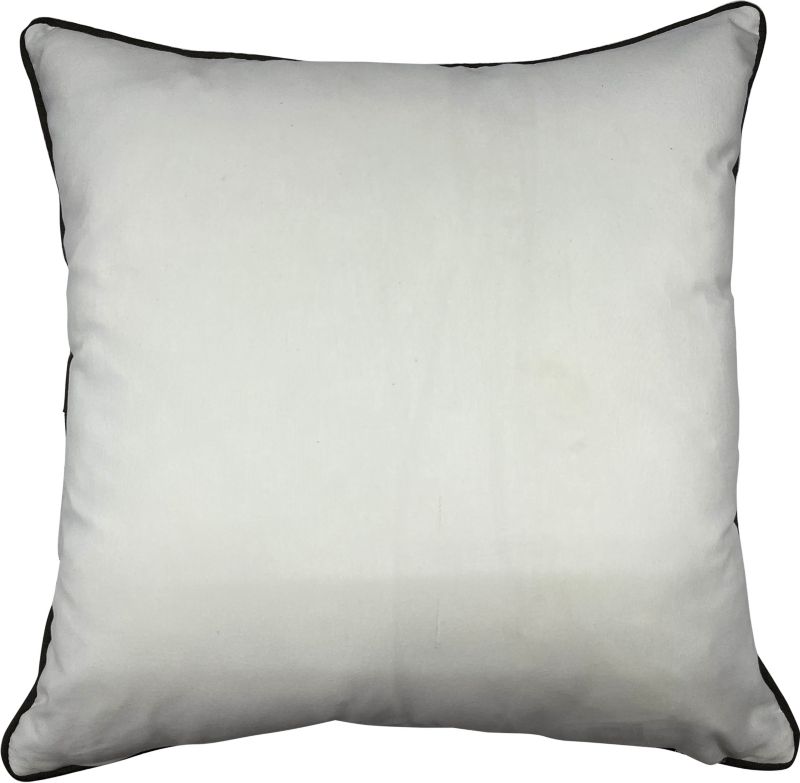 Bomuldspude 45 x 45 cm med grå‑marineblå kant