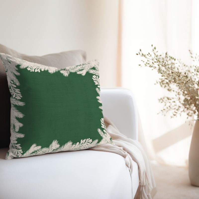 Pude med grenmotiv 45 x 45 cm grøn