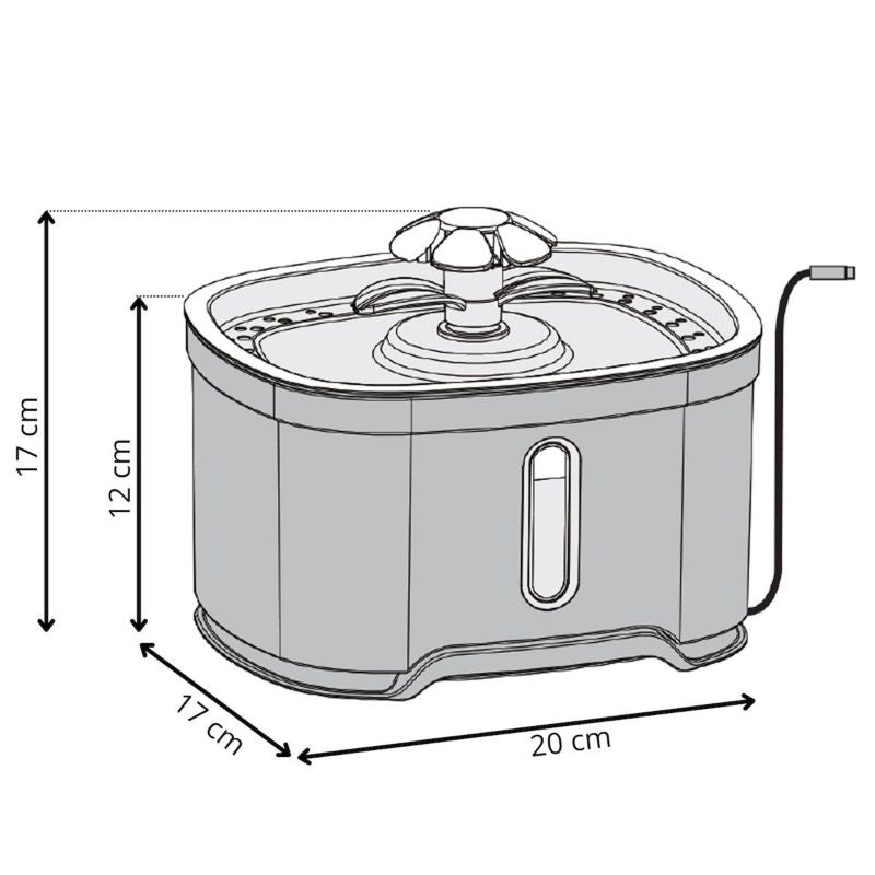 Springos kattefontæne med LED-belysning 2,5 L vanddispenser til kæledyr, hvid-blå, 1 stk.