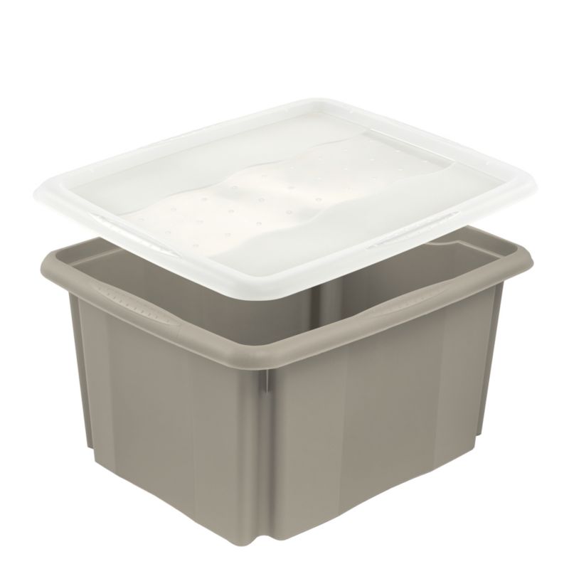 GoodHome Burnham opbevaringsboks med låg 24 l lys grå