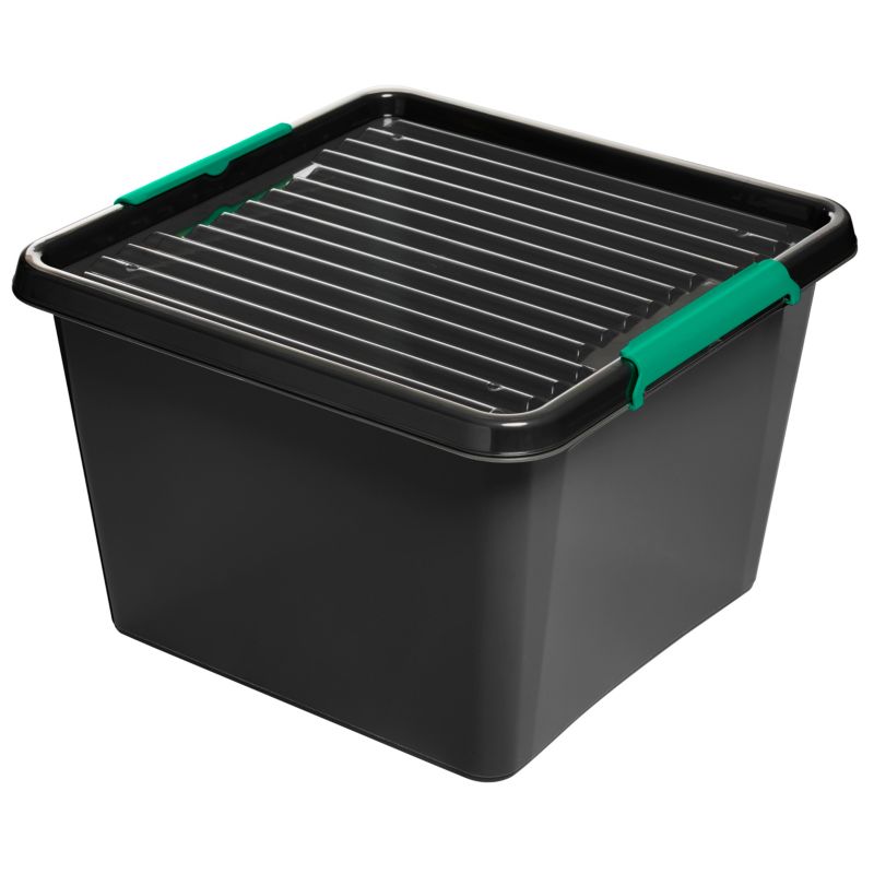 GoodHome Ulmus opbevaringsboks med låg 32 l kvadratisk