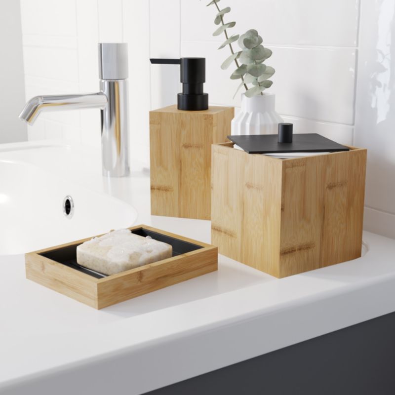 GoodHome Cervia kosmetikbeholder i sort bambus