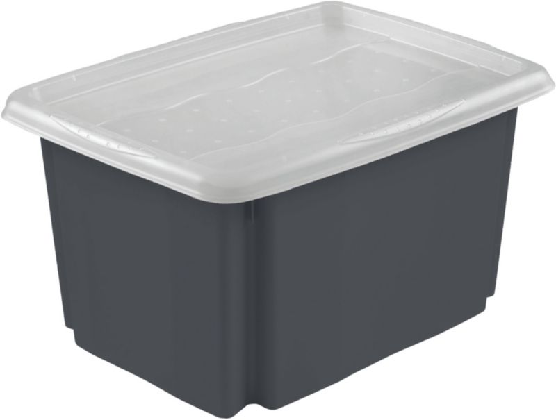 Keeeper Emil drejelig opbevaringsboks med låg 30 l grafitgrå