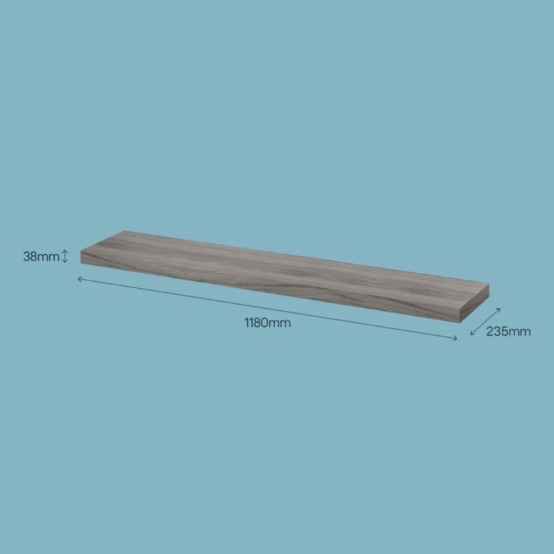 GoodHome Cusko væghylde 3,8 x 23,5 x 118 cm i grå eg
