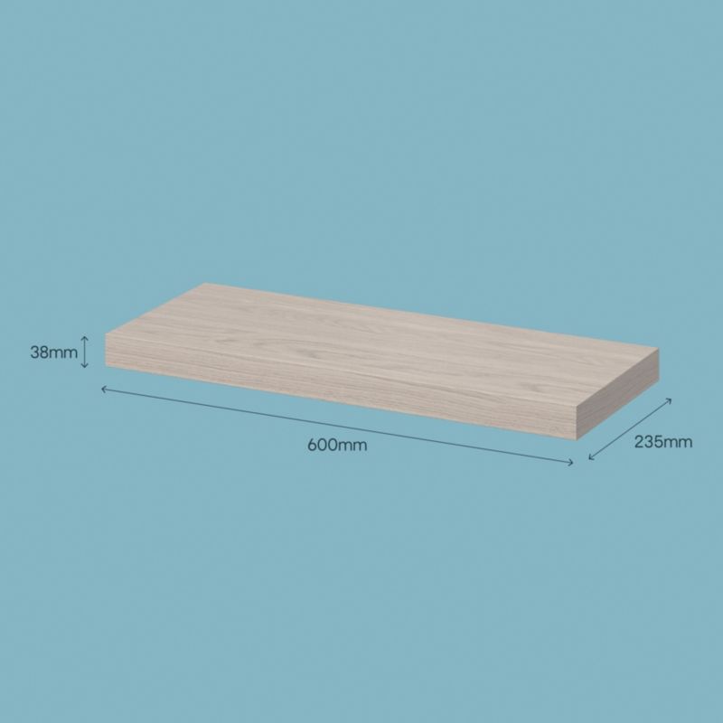 GoodHome Cusko væghylde 3,8 x 23,5 x 60 cm i blegnet egetræ