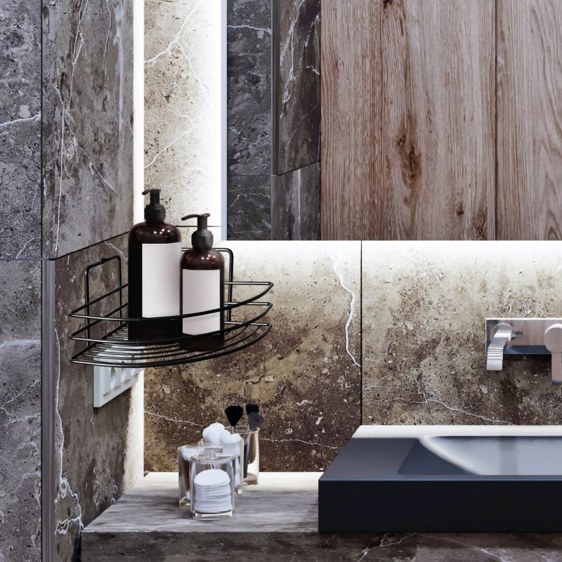 Sepio hjørnehylde til badeværelse 1 niveau sort