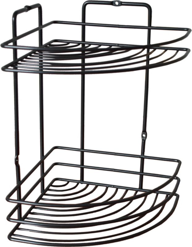 Sepio hjørnehylde til badeværelse, 2 niveauer, sort