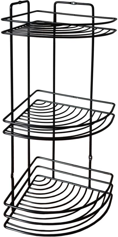 Sepio hjørnehylde til badeværelse med 3 niveauer, sort