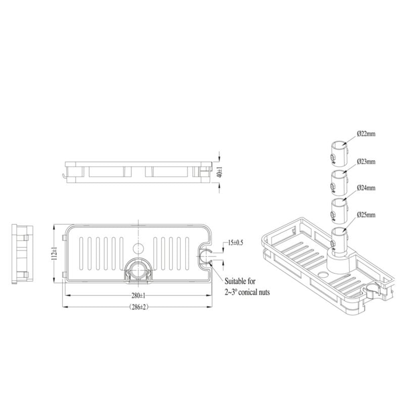 GoodHome brusehylde til stang, Ø 22-25 mm, mat-sort