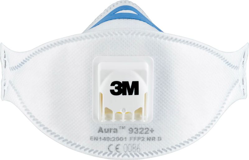 3M Aura Cool Flow 9322+ FFP2 halvmaske med ventil, komfortabel, 2 stk.