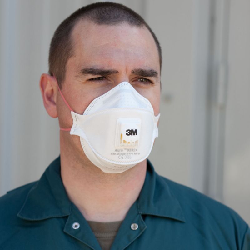 3M Aura Cool Flow 9332+ FFP3 halvmaske med ventil, komfortabel, 2 stk.