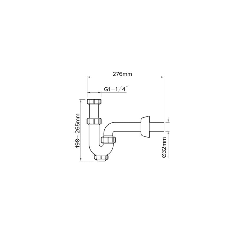 Flomasta 32 mm vaskesemi-sifon med rør