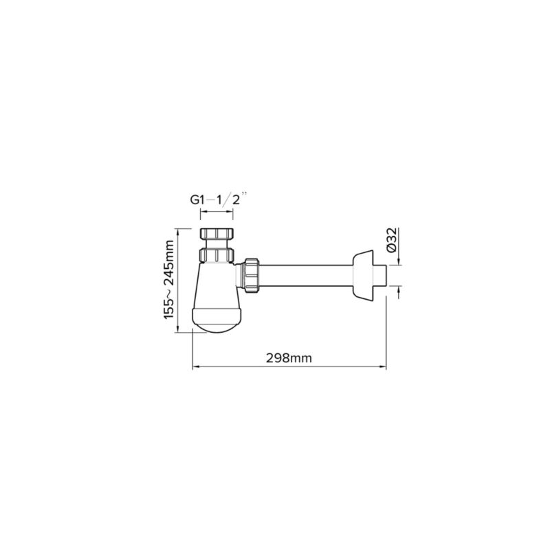 Flomasta halv-sifon til håndvask 32 mm med rør