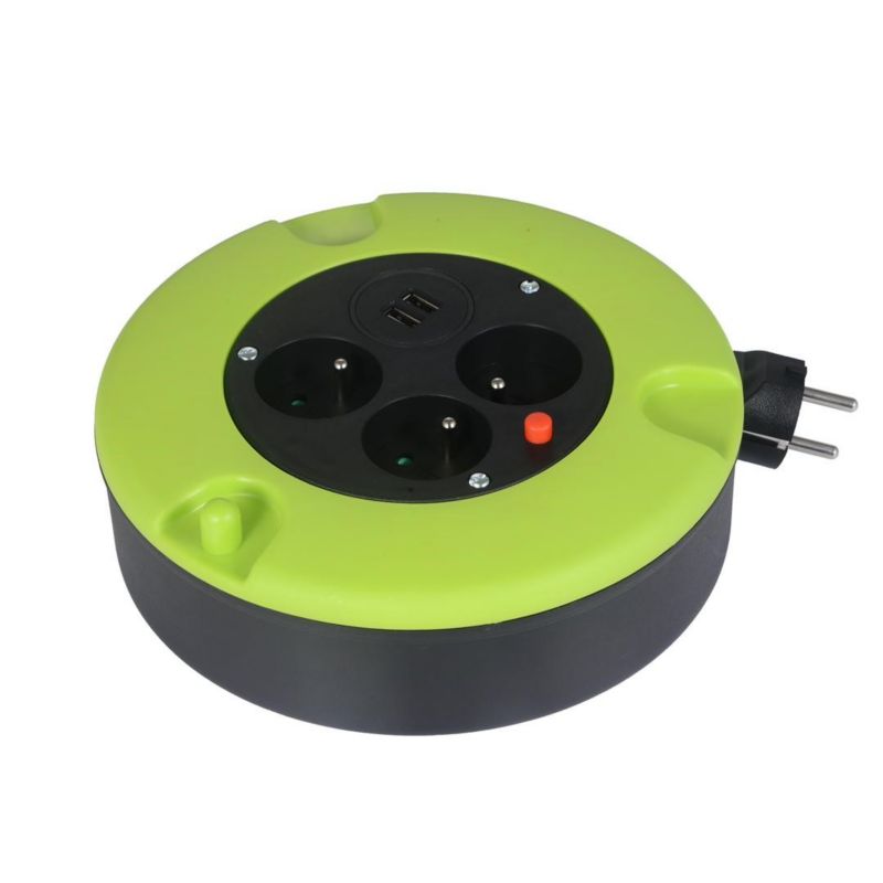 Germina kabeltromle 5 meter med USB, 1 stk.