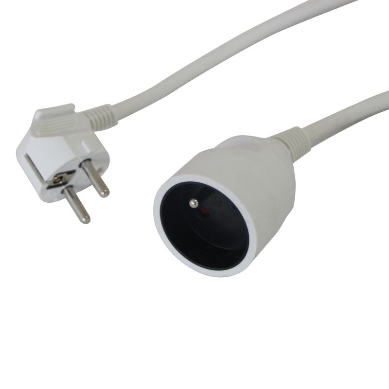 Hvid boligforlængerkabel 3 x 1,5 mm² 10 m