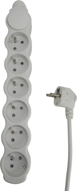 Ecolina boligforlængerledning med 6 jordede stik, 3 x 1,5 mm, 3 m