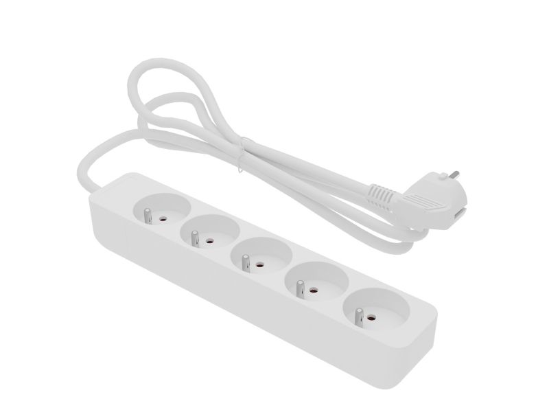 Forlængerledning til bolig med jordforbindelse, 5 stik, 1 m